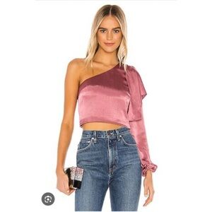 Lovers + Friends REVOLVE Park Mauve Pink One-Shoulder Blouse